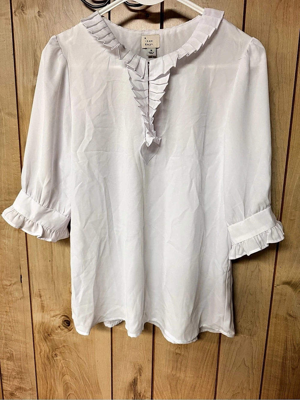 a new day Ruffle Sleeve Blouse in White Size Medium